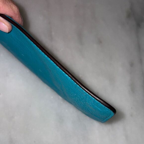 Michael Kors Bag Wristlet Purse Aqua Pebbled Leather Clutch - Picture 9 of 15